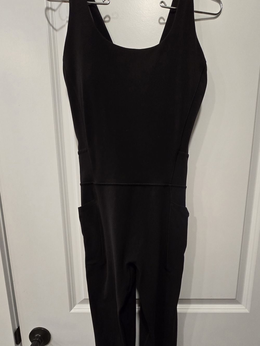 Athleta Transcend Black Scoop-Neck Bodysuit with Pockets